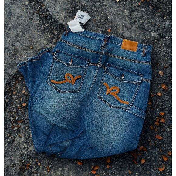 Rocawear “Blues Notes” Jeans W34 L32 Dark Indigo Denim Deadstock VTG Y2K Hip Hop - Picture 1 of 14